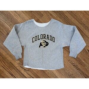 University Of Colorado Custom Distressed Heather Gray Sweatshirt - M